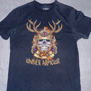 Under Armour Men’s Graphic T‑Shirt Grey Samurai Skull Charged Cotton Size Large